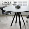 Rundt spisebord - CIRCLE Ø120 med 2 plader og sort kant. Runde spiseborde kan købes nu på Designer Zoo.